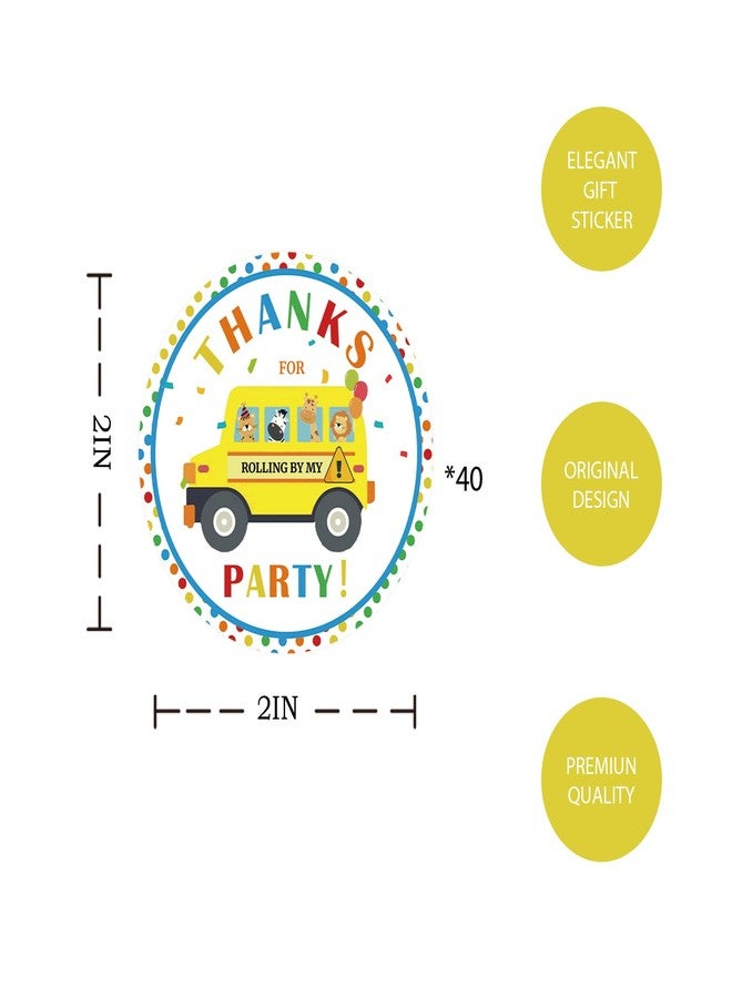 FORSHEEP 40pcs School Bus Thank You Stickers, Traffic Themed Bus Thank You Labels, Back to School Thanks Stickers for Birthday Party Favors - Image 2